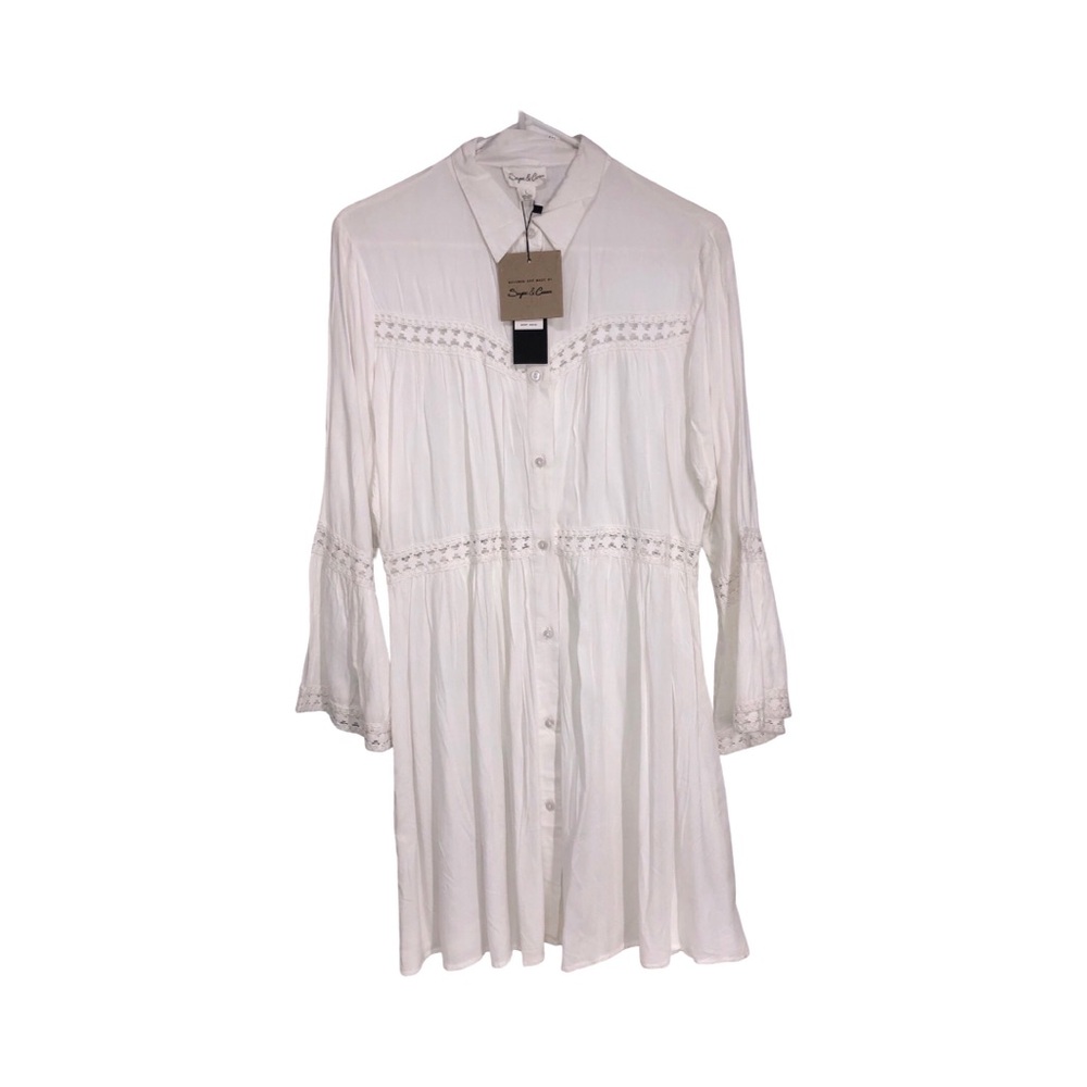 Sugar & Cream White Lace Button-Up Dress